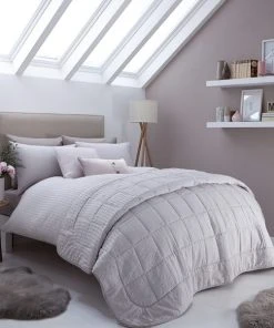 Dunelm Logan Seersucker Grey Oxford Pillowcase -Dunelm-shop 1000066096 alt02