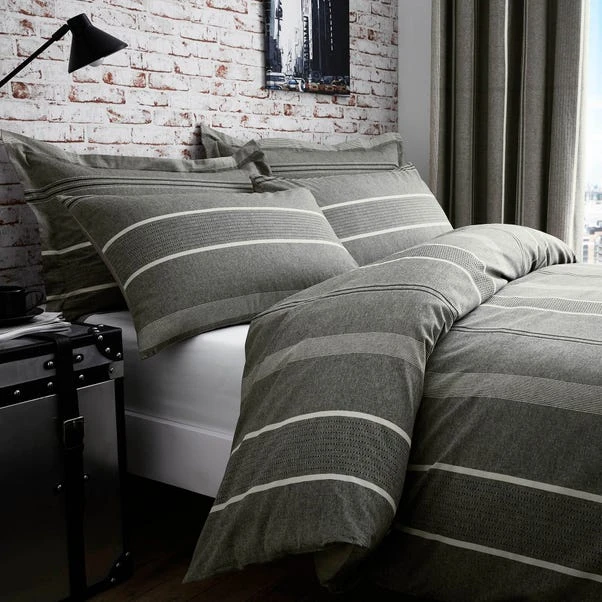 Dunelm Willington Grey Striped Woven Duvet Cover And Pillowcase Set 6 Dunelm Willington Grey Striped Woven Duvet Cover And Pillowcase Set - Image 6