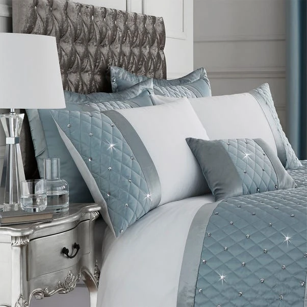 Catherine Lansfield Sequin Cluster Duck-Egg Duvet Cover And Pillowcase Set 2 Catherine Lansfield Sequin Cluster Duck-Egg Duvet Cover And Pillowcase Set - Image 2
