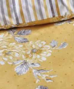 Dunelm Ashbourne Ochre Reversible Duvet Cover And Pillowcase Set -Dunelm-shop 1000140049 alt02