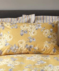 Dunelm Ashbourne Ochre Reversible Duvet Cover And Pillowcase Set -Dunelm-shop 1000140049 alt04