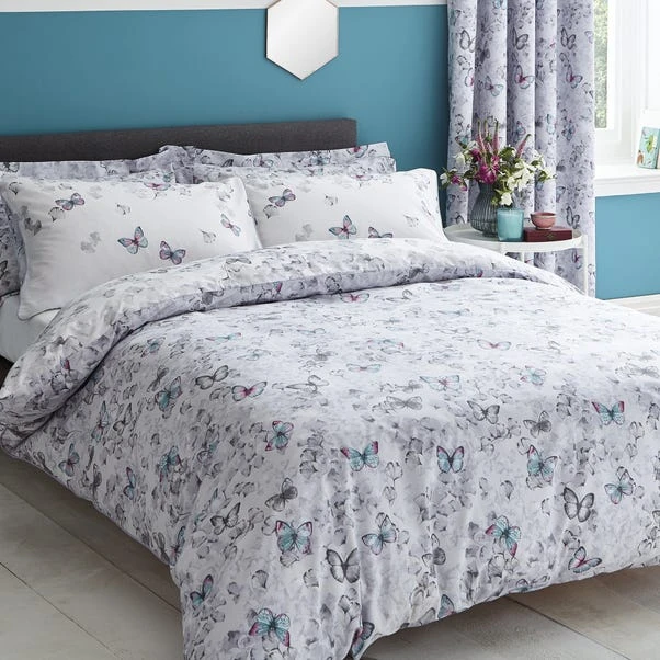 Dunelm Ginkgo Butterfly White Reversible Duvet Cover And Pillowcase Set 2 Dunelm Ginkgo Butterfly White Reversible Duvet Cover And Pillowcase Set - Image 2