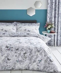 Dunelm Ginkgo Butterfly White Reversible Duvet Cover And Pillowcase Set 8 Dunelm Ginkgo Butterfly White Reversible Duvet Cover And Pillowcase Set -Dunelm-shop 1000140249 alt02