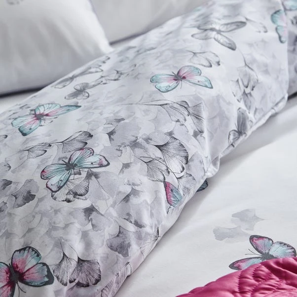 Dunelm Ginkgo Butterfly White Reversible Duvet Cover And Pillowcase Set 4 Dunelm Ginkgo Butterfly White Reversible Duvet Cover And Pillowcase Set - Image 4