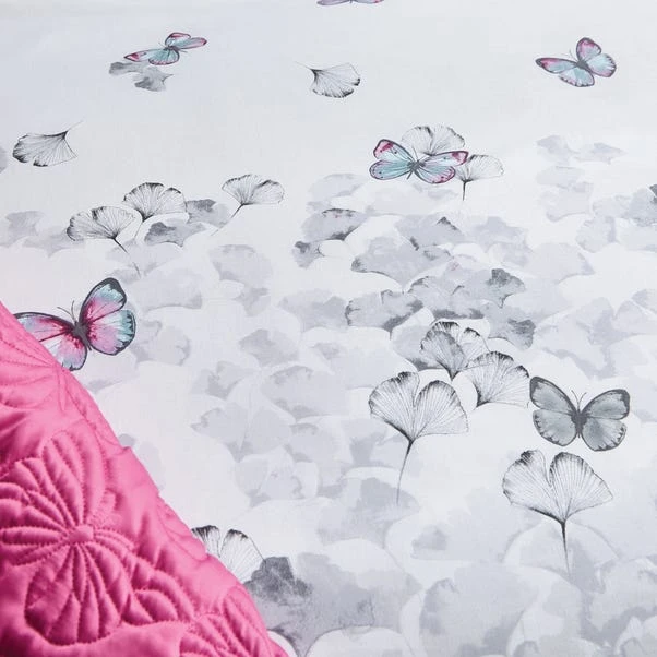 Dunelm Ginkgo Butterfly White Reversible Duvet Cover And Pillowcase Set 5 Dunelm Ginkgo Butterfly White Reversible Duvet Cover And Pillowcase Set - Image 5