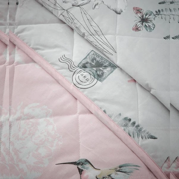 Dunelm Heavenly Hummingbird Blush Bedspread 2 Dunelm Heavenly Hummingbird Blush Bedspread - Image 2