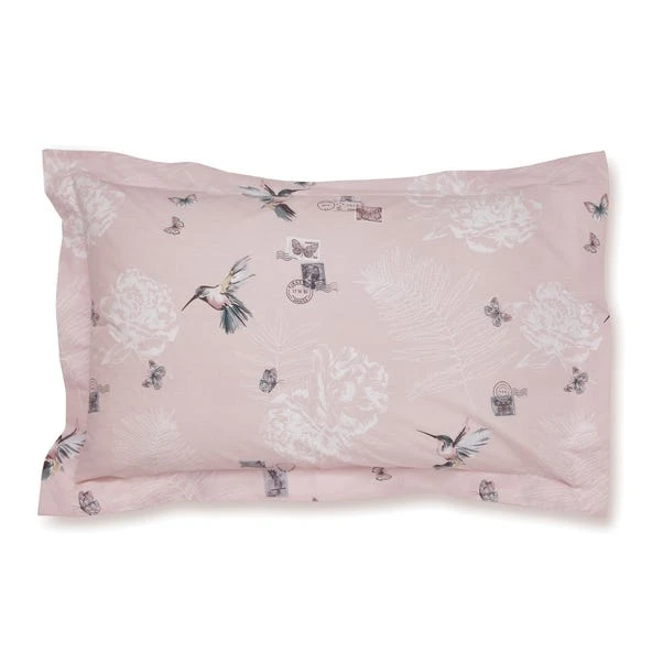 Dunelm Heavenly Hummingbird Blush Oxford Pillowcase 2 Dunelm Heavenly Hummingbird Blush Oxford Pillowcase - Image 2