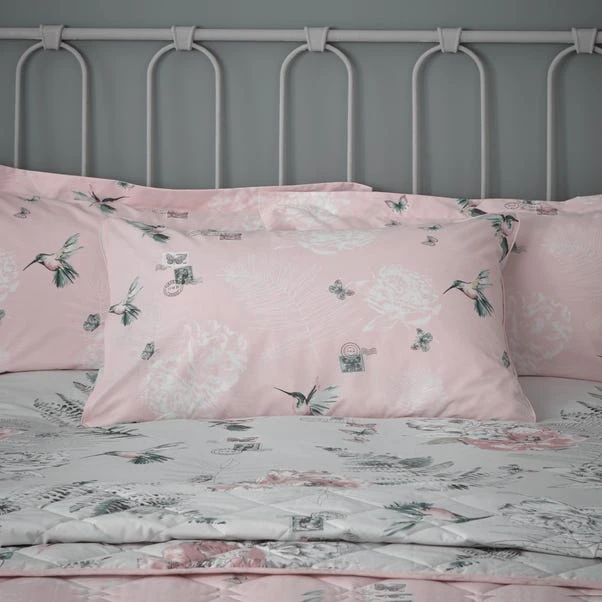 Dunelm Heavenly Hummingbird Grey & Blush Duvet Cover And Pillowcase Set 6 Dunelm Heavenly Hummingbird Grey & Blush Duvet Cover And Pillowcase Set - Image 6