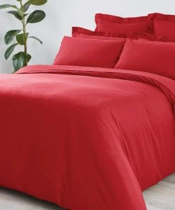 Dunelm Non Iron Plain Dye Red Duvet Cover 5 Dunelm Non Iron Plain Dye Red Duvet Cover -Dunelm-shop 1000151304 alt02