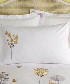 Dunelm Hydrangea Floral Ochre Embroidered Duvet Cover And Pillowcase Set -Dunelm-shop 1000151460 alt02