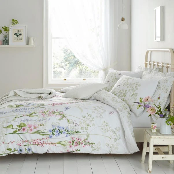 Dunelm Felicity White Floral Reversible 100% Cotton Duvet Cover And Pillowcase Set 3 Dunelm Felicity White Floral Reversible 100% Cotton Duvet Cover And Pillowcase Set - Image 3