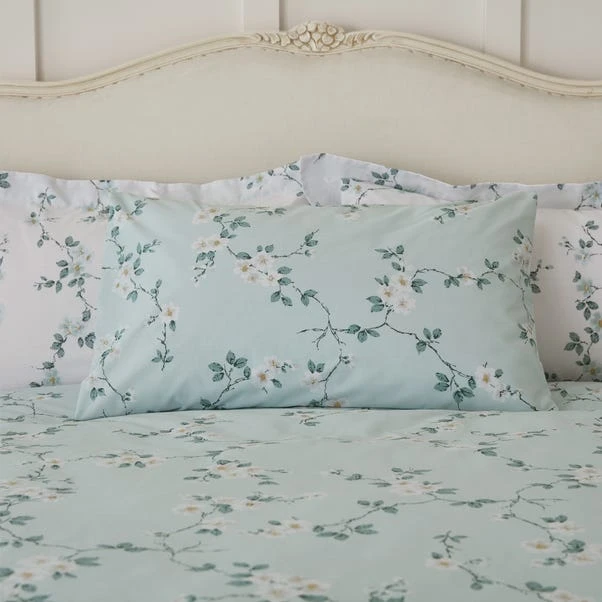 Dunelm Edith Duck Egg Floral Reversible Duvet Cover And Pillowcase Set 3 Dunelm Edith Duck Egg Floral Reversible Duvet Cover And Pillowcase Set - Image 3