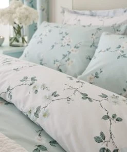 Dunelm Edith Duck Egg Floral Reversible Duvet Cover And Pillowcase Set 9 Dunelm Edith Duck Egg Floral Reversible Duvet Cover And Pillowcase Set -Dunelm-shop 1000151494 alt04