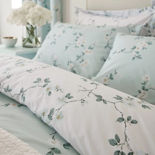 Dunelm Edith Duck Egg Floral Reversible Duvet Cover And Pillowcase Set 5 Dunelm Edith Duck Egg Floral Reversible Duvet Cover And Pillowcase Set - Image 5