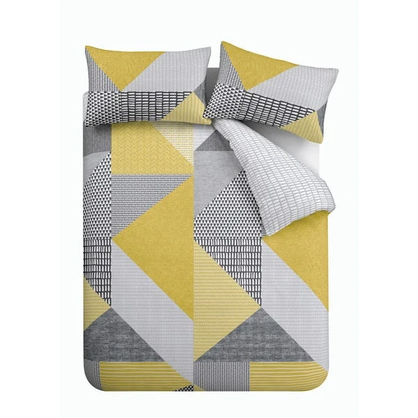 Catherine Lansfield Larsson Geo Ochre Reversible Duvet Cover And Pillowcase Set 5 Catherine Lansfield Larsson Geo Ochre Reversible Duvet Cover And Pillowcase Set - Image 5