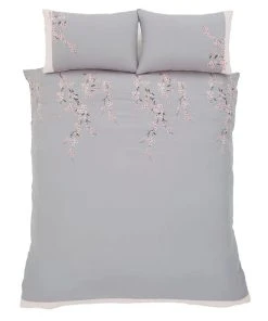 Catherine Lansfield Embroidered Blossom Grey Duvet Cover And Pillowcase Set 5 Catherine Lansfield Embroidered Blossom Grey Duvet Cover And Pillowcase Set -Dunelm-shop 1000155203 alt02