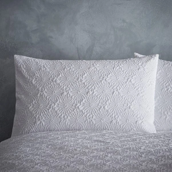 Dunelm Astra White Textured Floral Duvet Cover And Pillowcase Set 4 Dunelm Astra White Textured Floral Duvet Cover And Pillowcase Set - Image 4