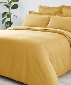 Dunelm Non Iron Plain Dye Mustard Duvet Cover -Dunelm-shop 1000159762 alt02
