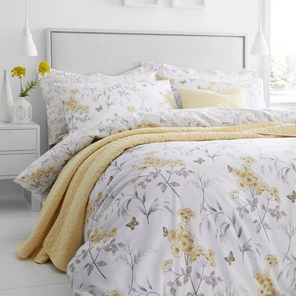 Dunelm Maria Ochre Reversible Floral Duvet Cover And Pillowcase Set 3 Dunelm Maria Ochre Reversible Floral Duvet Cover And Pillowcase Set - Image 3