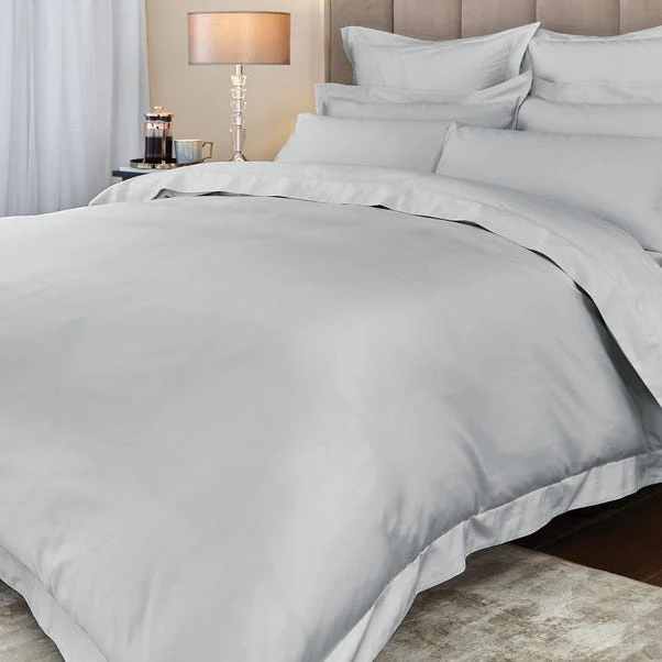 Hotel Cotton 230 Thread Count Sateen Silver Duvet Cover 5 Hotel Cotton 230 Thread Count Sateen Silver Duvet Cover - Image 5