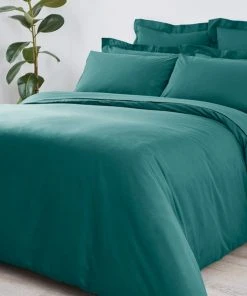 Dunelm Non Iron Plain Dye Teal Duvet Cover -Dunelm-shop 1000160086 alt02