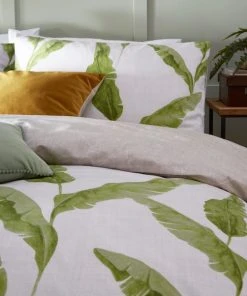 Riva Home Furn. Plantain Leaf Green Reversible Duvet Cover And Pillowcase Set -Dunelm-shop 1000161283 alt02