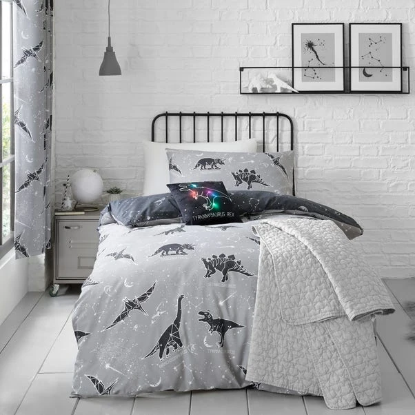 Dunelm Black Space Dinosaur Fitted Sheet 2 Dunelm Black Space Dinosaur Fitted Sheet - Image 2