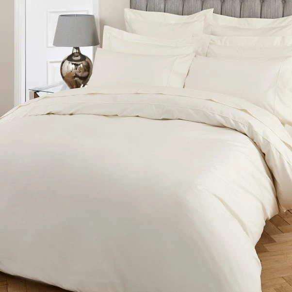 Dorma Egyptian Cotton 400 Thread Count Percale Cream Duvet Cover 2 Dorma Egyptian Cotton 400 Thread Count Percale Cream Duvet Cover - Image 2