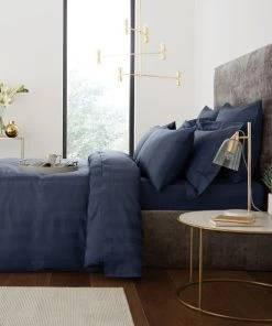 Hotel Cotton 230 Thread Count Navy Stripe Duvet Cover -Dunelm-shop 1000167768 alt02
