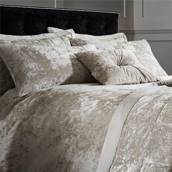 Catherine Lansfield Natural Crushed Velvet Duvet Cover And Pillowcase Set 2 Catherine Lansfield Natural Crushed Velvet Duvet Cover And Pillowcase Set - Image 2