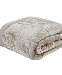 Catherine Lansfield Natural Crushed Velvet Bedspread -Dunelm-shop 1000169079 alt02
