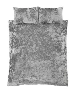 Catherine Lansfield Silver Crushed Velvet Duvet Cover And Pillowcase Set -Dunelm-shop 1000169082 alt02