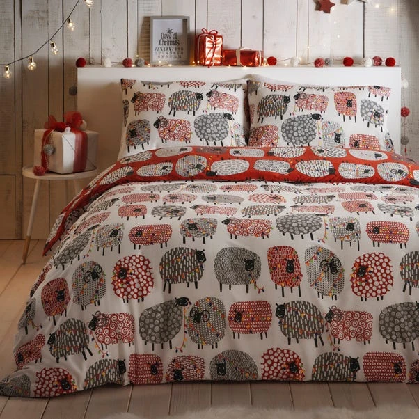 Fusion Dotty Sheep Red Reversible Duvet Cover And Pillowcase Set 2 Fusion Dotty Sheep Red Reversible Duvet Cover And Pillowcase Set - Image 2