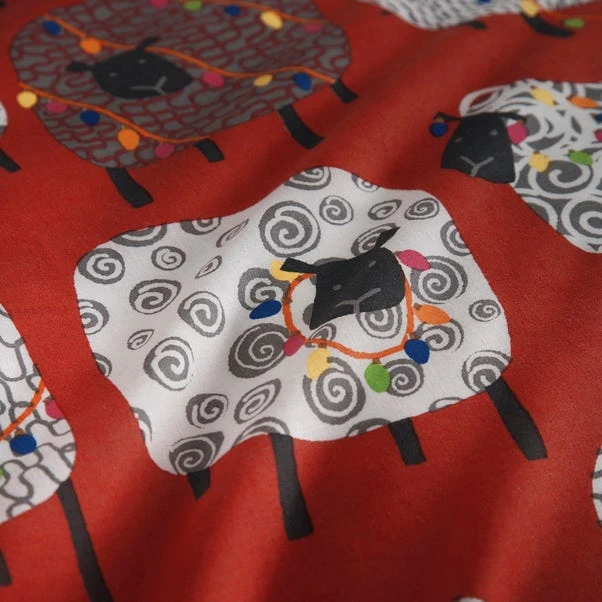 Fusion Dotty Sheep Red Reversible Duvet Cover And Pillowcase Set 4 Fusion Dotty Sheep Red Reversible Duvet Cover And Pillowcase Set - Image 4