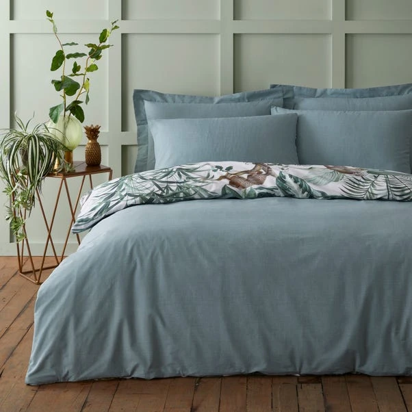 Dunelm Jungle Green 100% Cotton Reversible Duvet Cover And Pillowcase Set 3 Dunelm Jungle Green 100% Cotton Reversible Duvet Cover And Pillowcase Set - Image 3