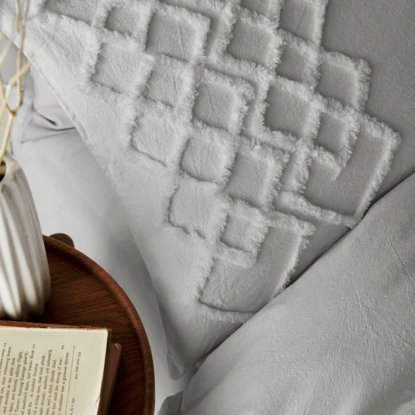 Pineapple Elephant Tufted Grey Diamond 100% Cotton Duvet Cover And Pillowcase Set 2 Pineapple Elephant Tufted Grey Diamond 100% Cotton Duvet Cover And Pillowcase Set - Image 2