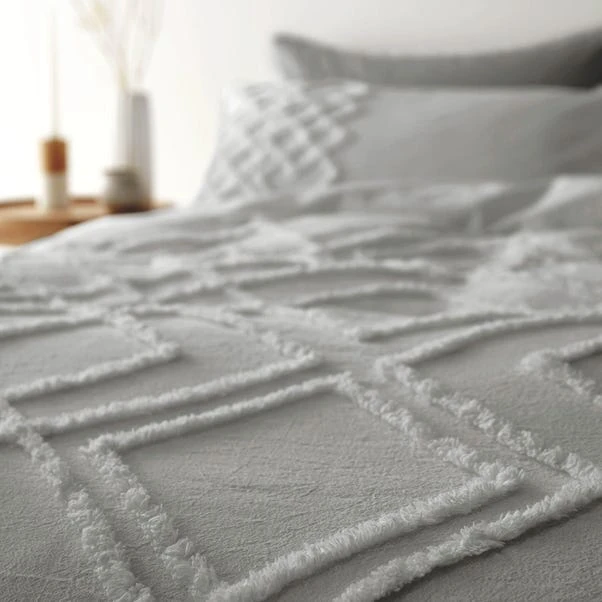 Pineapple Elephant Tufted Grey Diamond 100% Cotton Duvet Cover And Pillowcase Set 3 Pineapple Elephant Tufted Grey Diamond 100% Cotton Duvet Cover And Pillowcase Set - Image 3