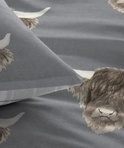 Fusion Highland Cow Grey Reversible Duvet Cover And Pillowcase Set -Dunelm-shop 1000185021 alt02