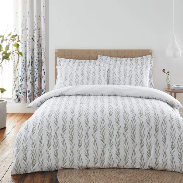 Dunelm Whimsical Botanical Green 100% Cotton Reversible Duvet Cover And Pillowcase Set 4 Dunelm Whimsical Botanical Green 100% Cotton Reversible Duvet Cover And Pillowcase Set - Image 4