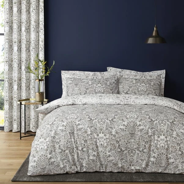 Dunelm Hardwick Floral Grey Reversible Duvet Cover And Pillowcase Set 2 Dunelm Hardwick Floral Grey Reversible Duvet Cover And Pillowcase Set - Image 2