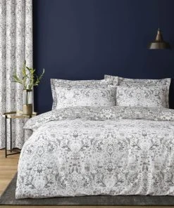 Dunelm Hardwick Floral Grey Reversible Duvet Cover And Pillowcase Set 9 Dunelm Hardwick Floral Grey Reversible Duvet Cover And Pillowcase Set -Dunelm-shop 1000185663 alt03