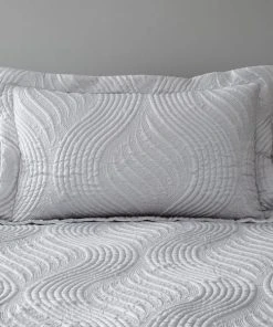 Dunelm Romilly Wave Luxe Pinsonic Silver Duvet Cover And Pillowcase Set -Dunelm-shop 1000185686 alt02