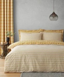 Elements Vete Ochre Reversible Duvet Cover And Pillowcase Set 8 Elements Vete Ochre Reversible Duvet Cover And Pillowcase Set -Dunelm-shop 1000185706 alt02