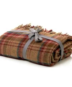 Dunelm Checked Tweed Red Throw