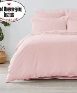 Dunelm Non Iron Plain Dye Dusky Pink Duvet Cover