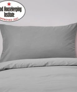 Dunelm Non Iron Plain Dye Slate Standard Pillowcase Pair
