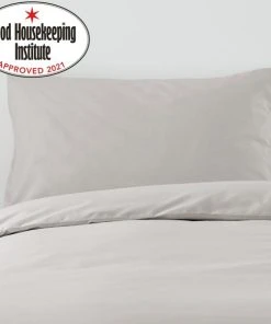 Dunelm Non Iron Plain Dye Silver Standard Pillowcase Pair