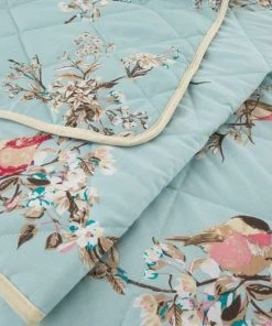 Dunelm Beautiful Birds Duck Egg Bedspread -Dunelm-shop 30168335 alt03