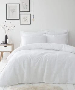 Dunelm Alissa White 100% Cotton Duvet Cover And Pillowcase Set