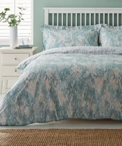 Dunelm Waves Teal Reversible Duvet Cover And Pillowcase Set